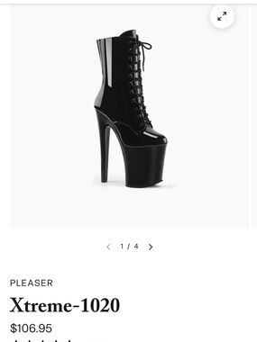 Pleaser Xtreme-1020 Black Patent Platform Lace-Up Boot